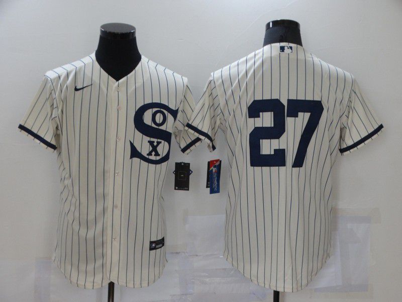 Men Chicago White Sox #27 No Name Cream stripe Dream version Elite Nike 2021 MLB Jerseys